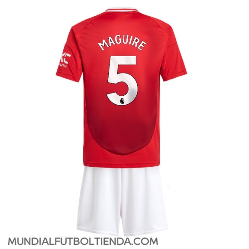 Camiseta Manchester United Harry Maguire #5 Primera Equipación Replica 2024-25 para niños mangas cortas (+ Pantalones cortos)